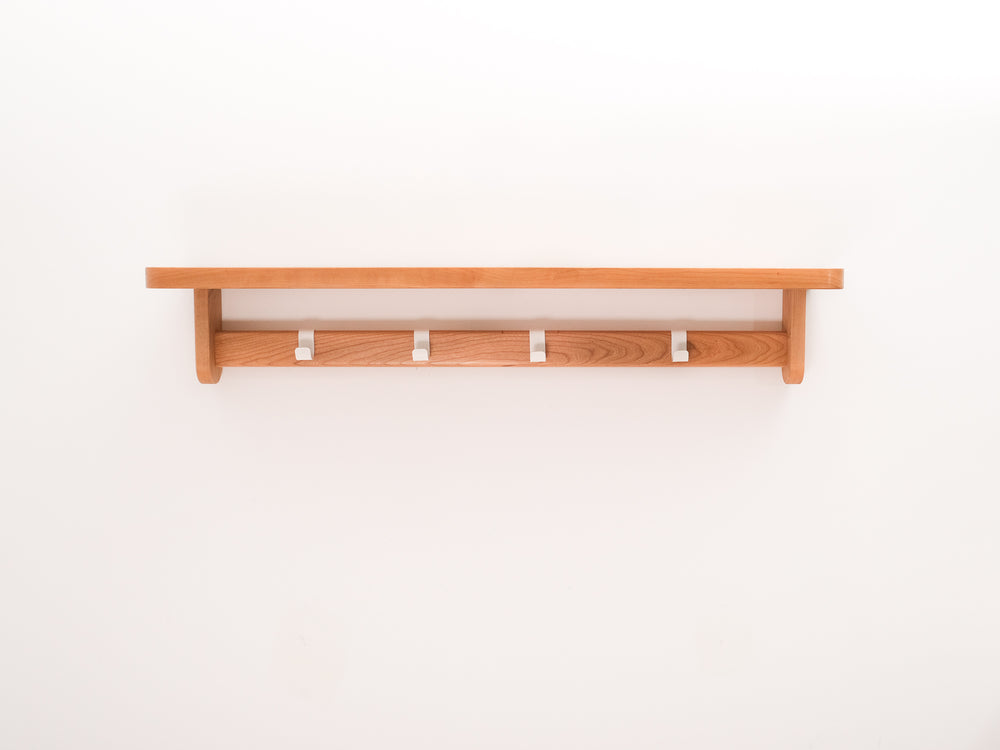 Tango wall shelf with coat rack and hooks - large format - Cherry - DE – Us  et Coutumes